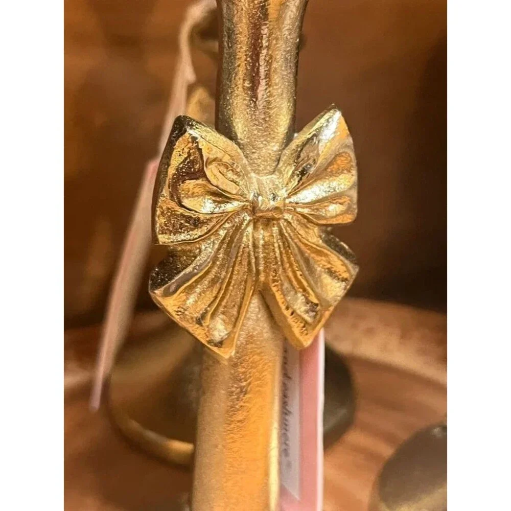 Gold Bow Candlestick Holders Set of 3 NWT  Cupcakes and Cashmere
